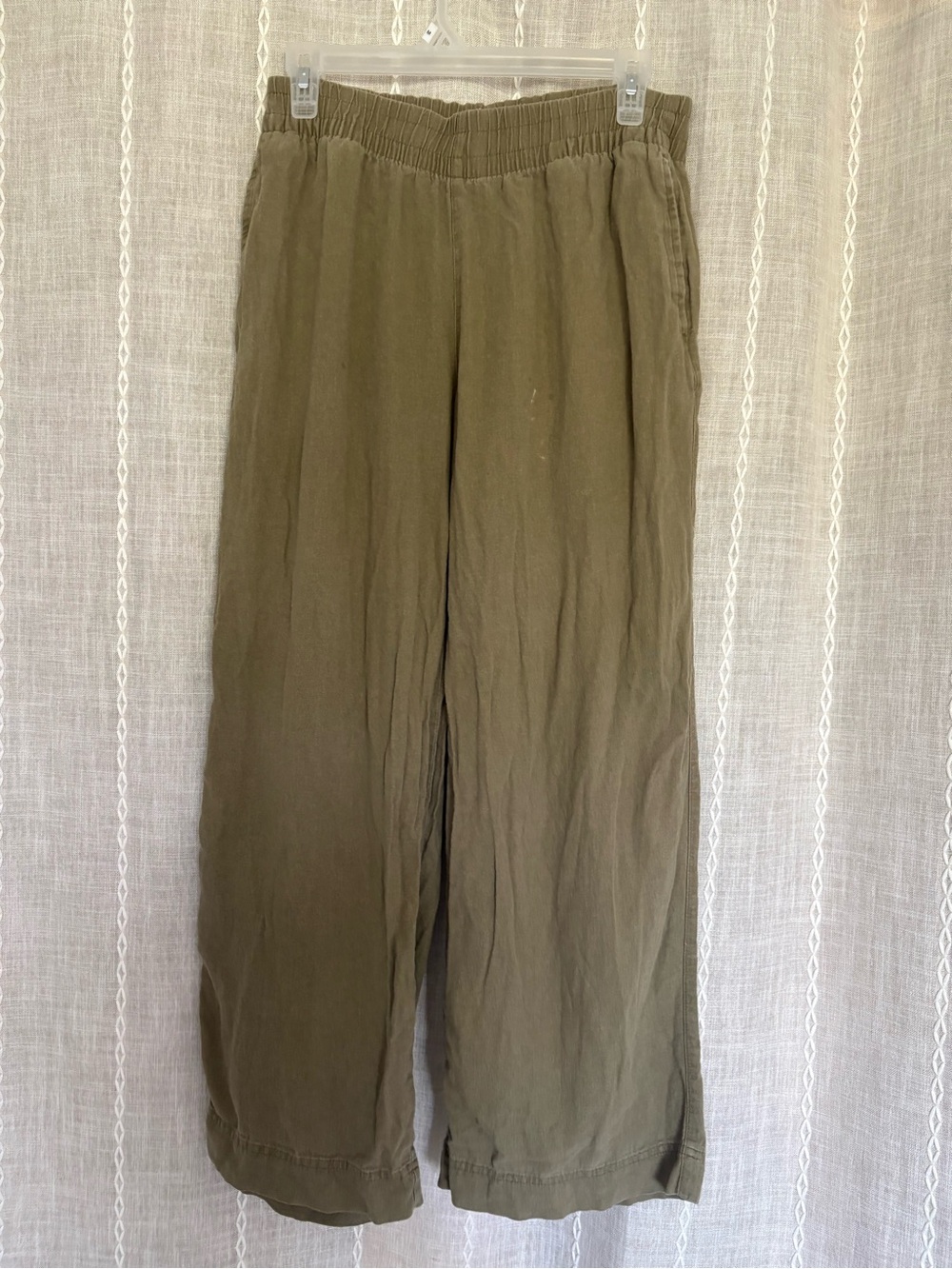 Olive Green Wide Leg Elastic Waist Pants